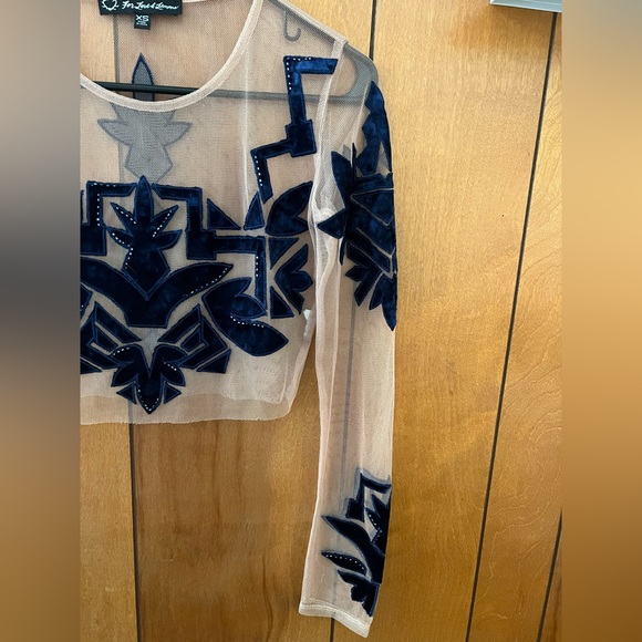 Rare For Love and Lemons FL&L Vienna Velvet Lace Sheer Crop Top XS - Picture 8 of 15